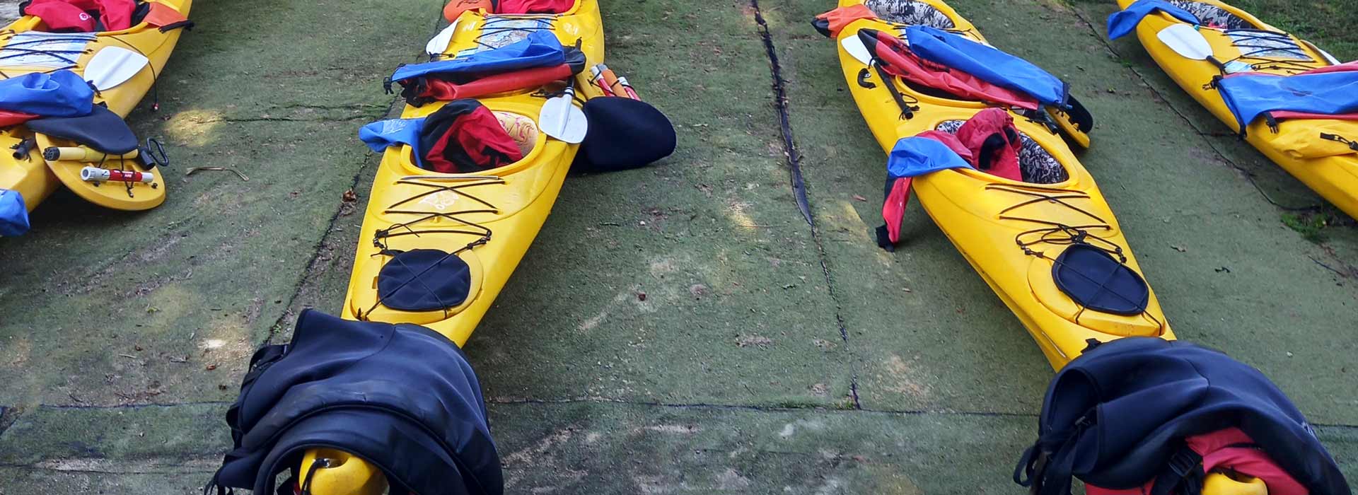 Kayaks ready and waiting for your kayaking safety briefing